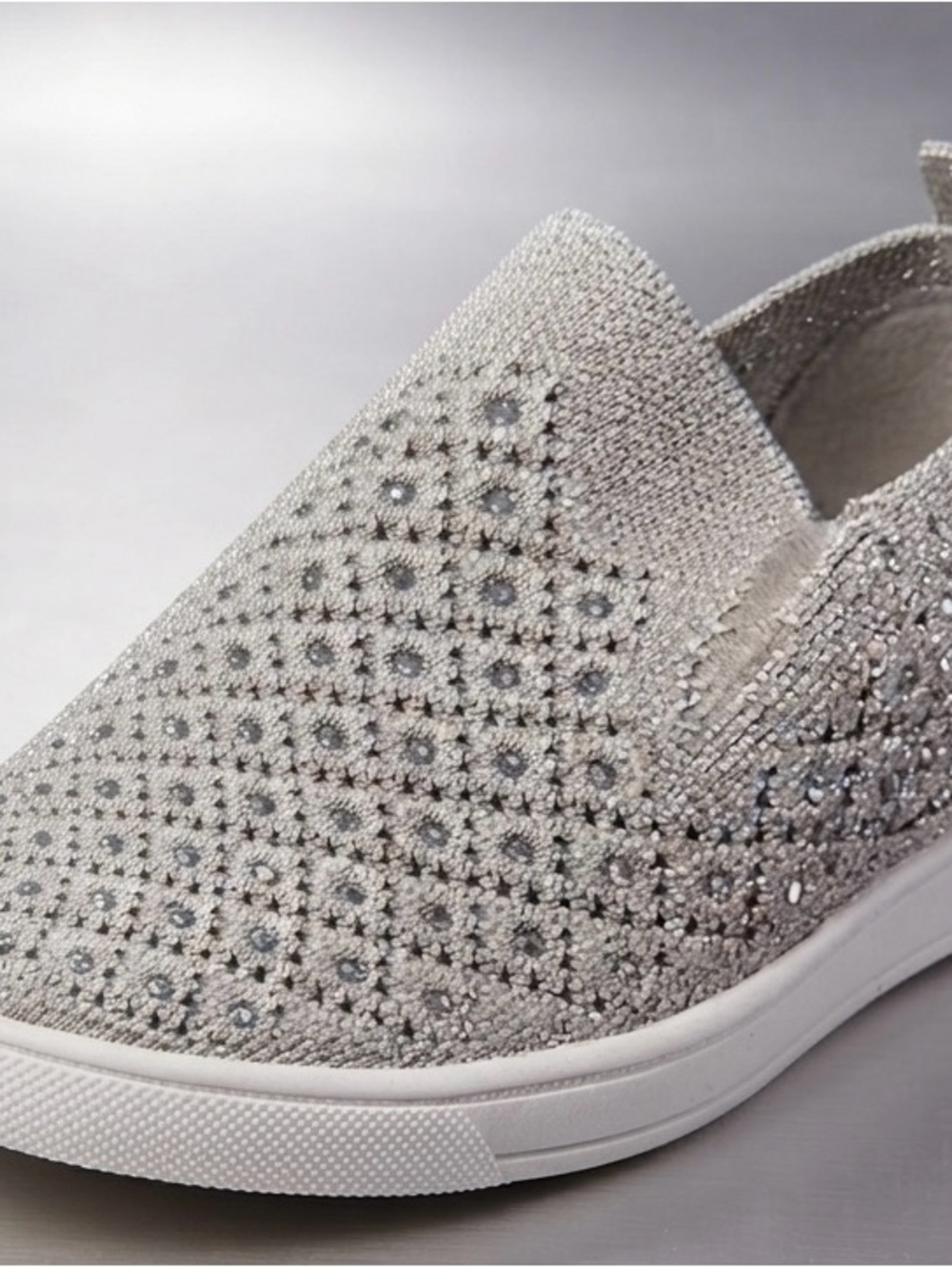 White Mountain Champagne Slip-On Loafers with Rhinestones Champagne w/Silver - Picture 3 of 8